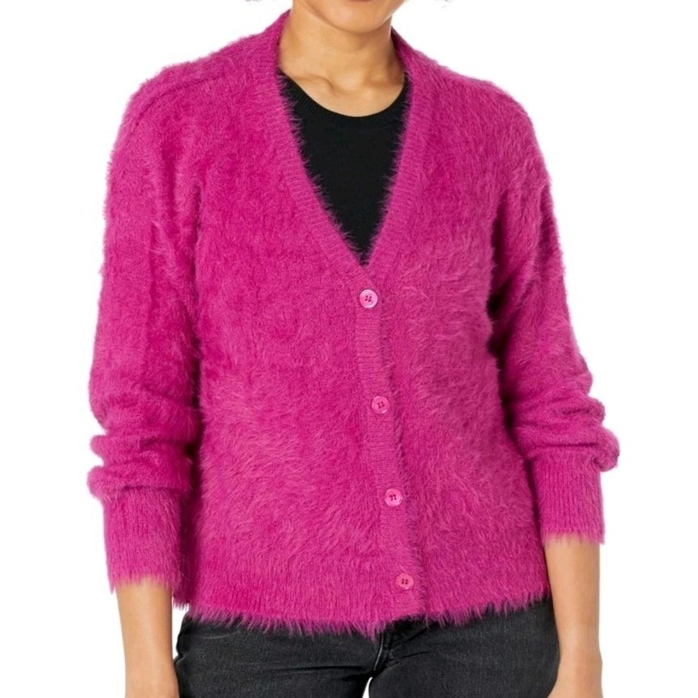NWT Womens Cardigan Sweater Velvet By Graham & Spencer Kelsey Feather Yarn  Soft